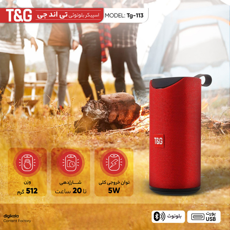 اسپیکر بلوتوثی قابل حمل تی اند جی مدل Tg-113